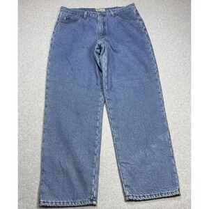 LL Bean Fleece Lined Jeans Mens 33x30 Relaxed Fit Straight Leg Heavy Denim